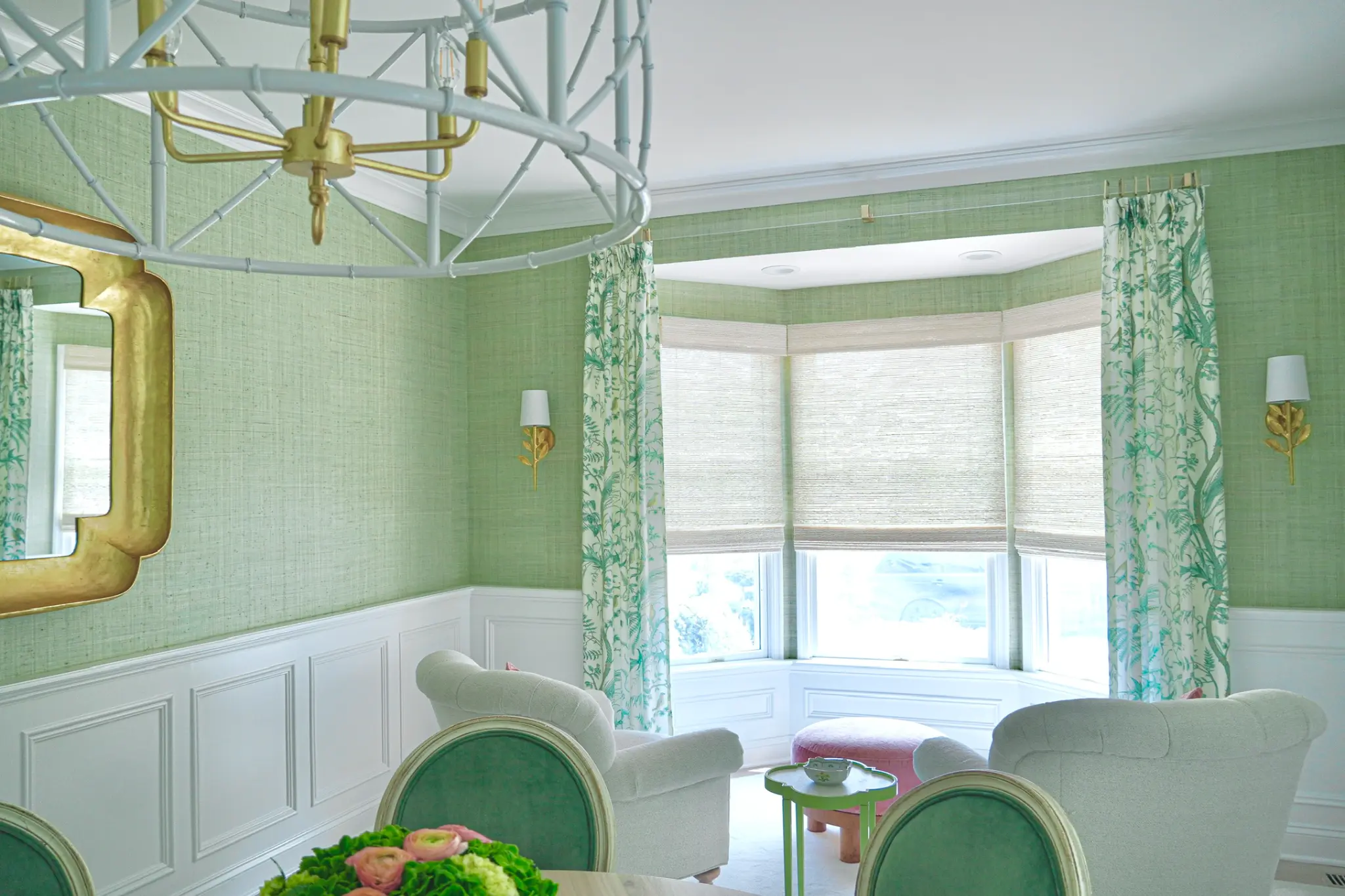 Welcoming foyer with fresh flowers and warm lighting